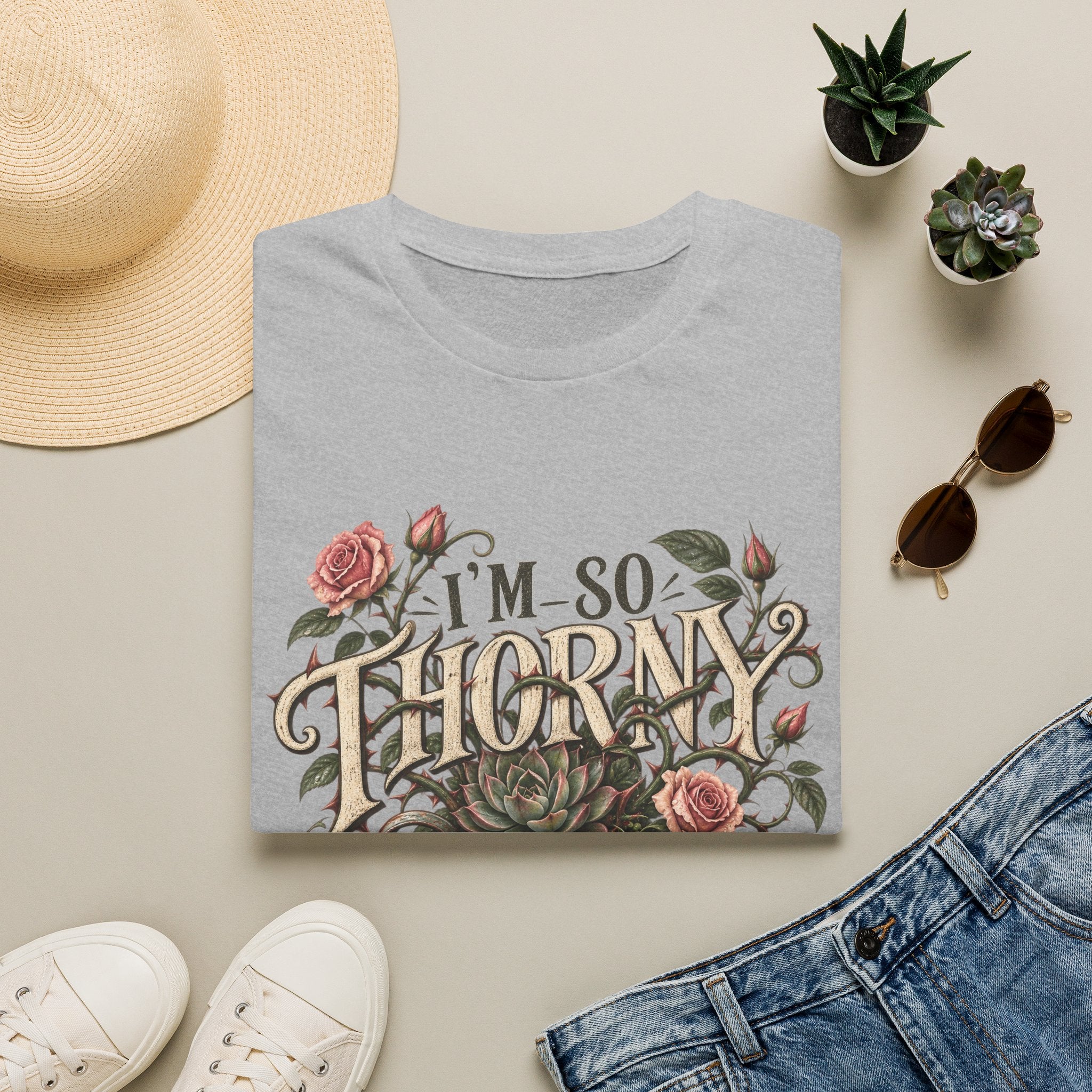 T-Shirt — "I'm So Thorny" Floral Cactus Graphic Tee