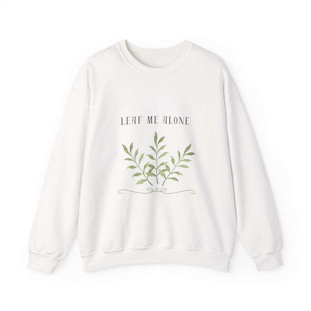 Crewneck Sweatshirt – 'Leaf Me Alone' Minimal Botanical Graphic