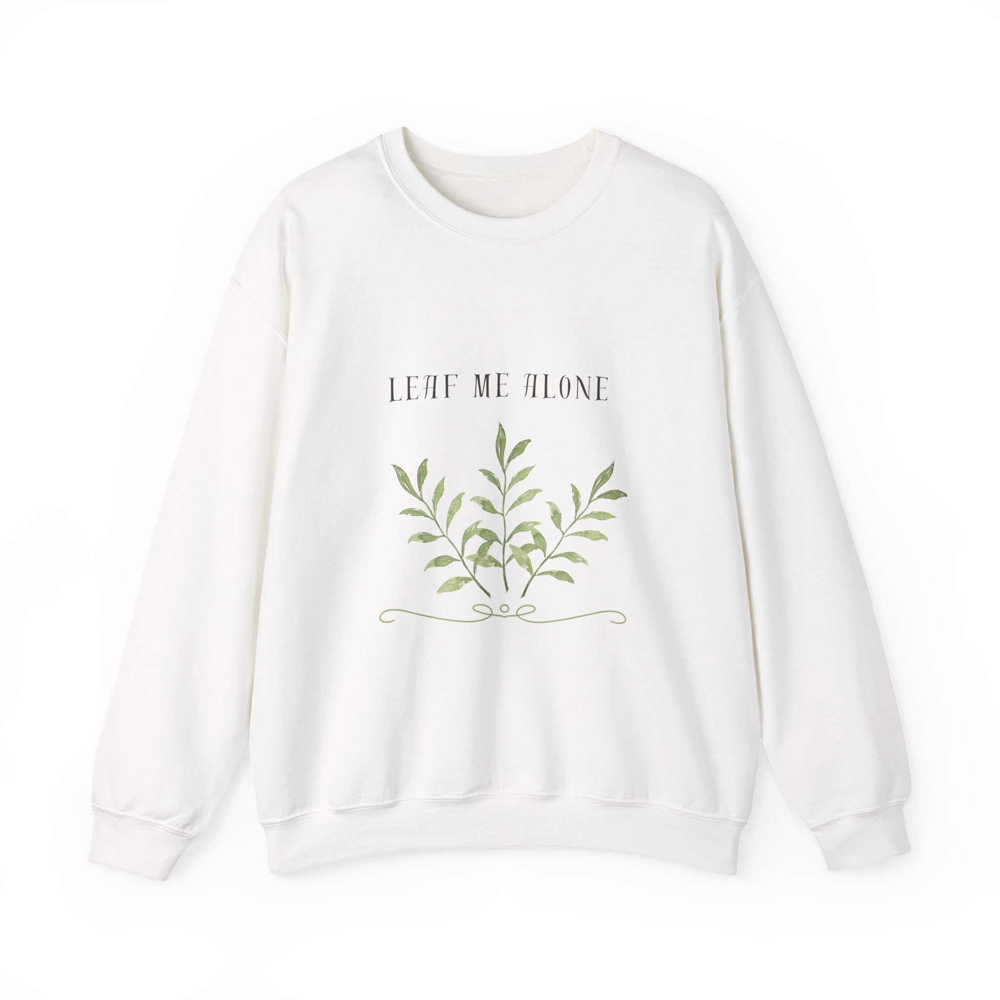 Crewneck Sweatshirt – 'Leaf Me Alone' Minimal Botanical Graphic