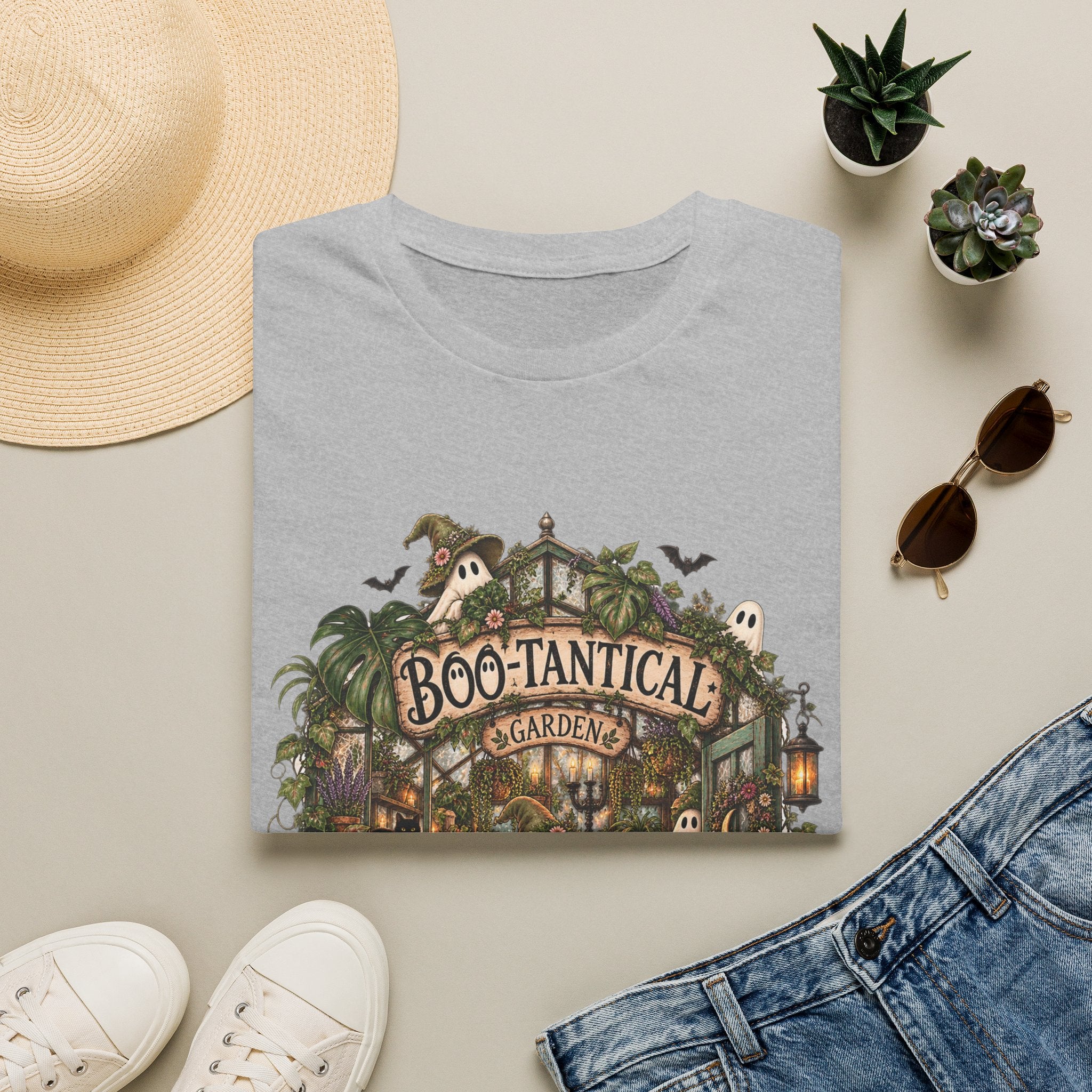 Boo-tanical Garden T-Shirt — Cute Halloween Ghosts & Haunted Greenhouse Tee