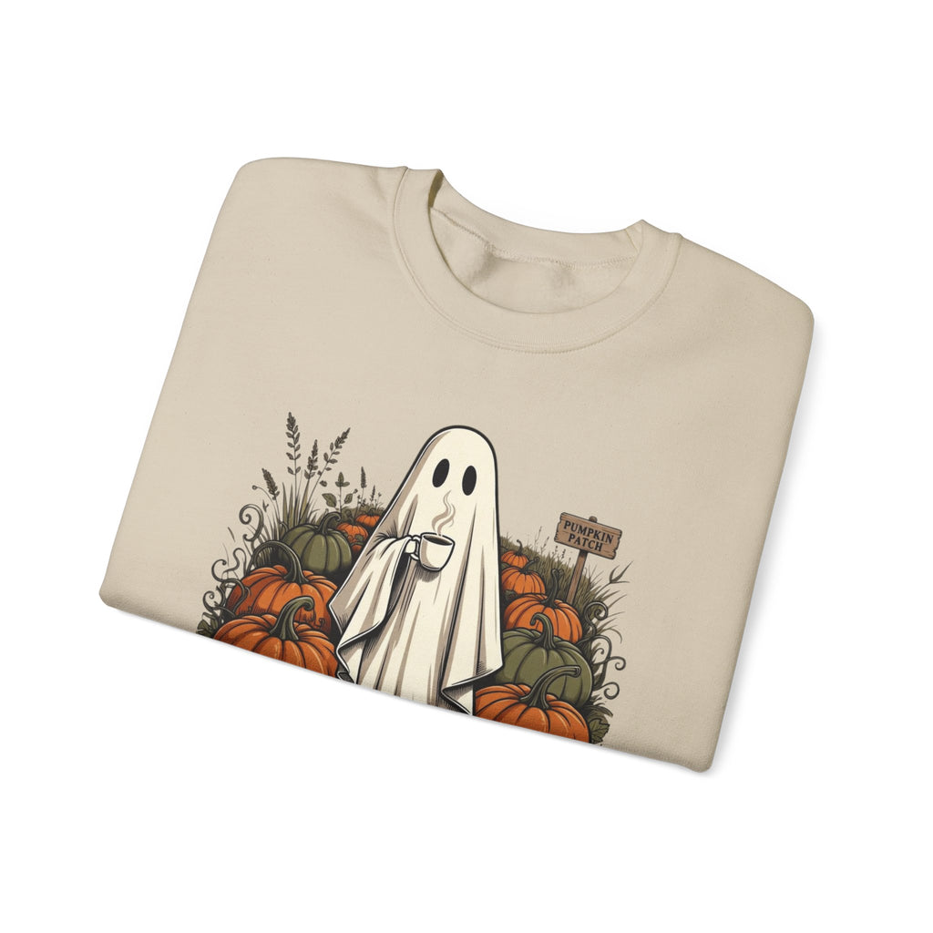 Halloween Ghost in Pumpkin Patch Crewneck Sweatshirt