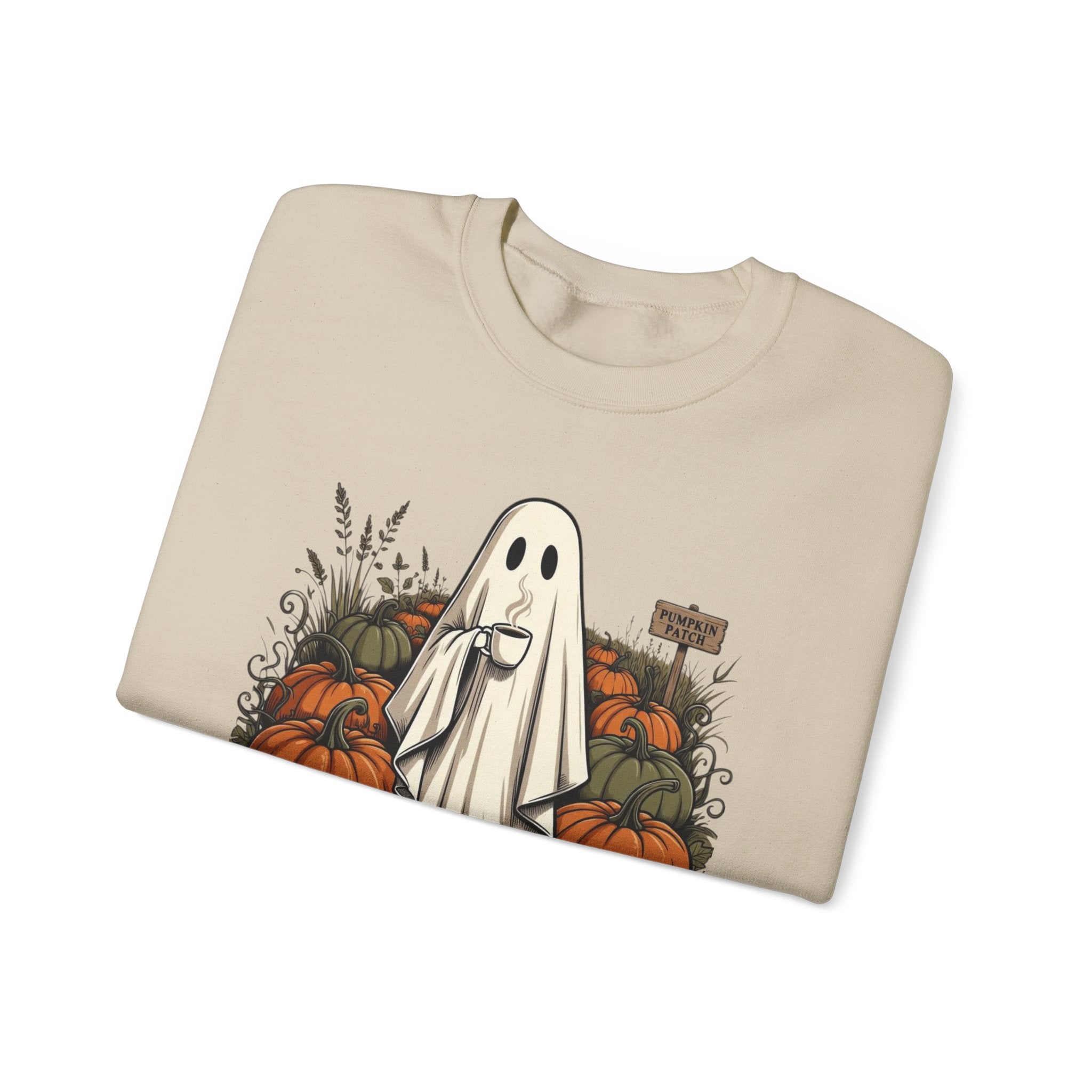 Halloween Ghost in Pumpkin Patch Crewneck Sweatshirt