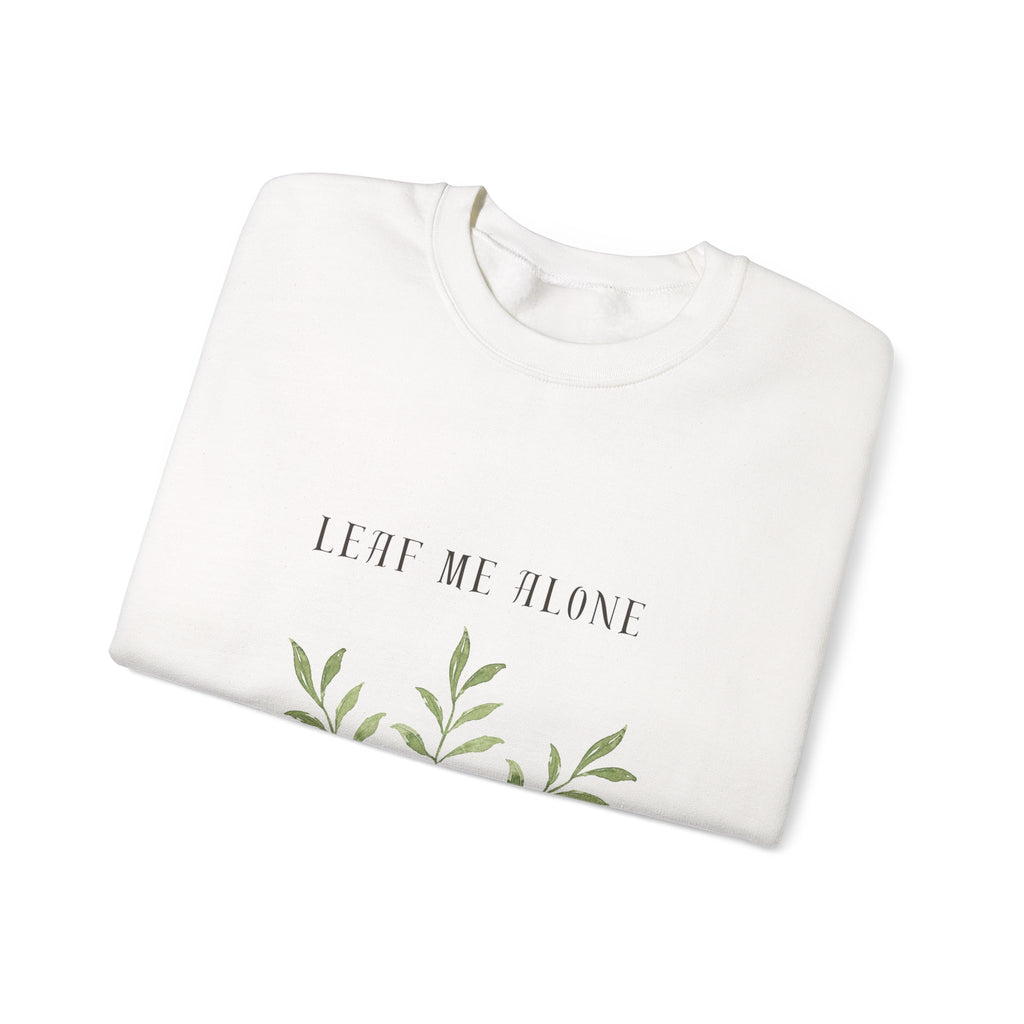 Crewneck Sweatshirt – 'Leaf Me Alone' Minimal Botanical Graphic