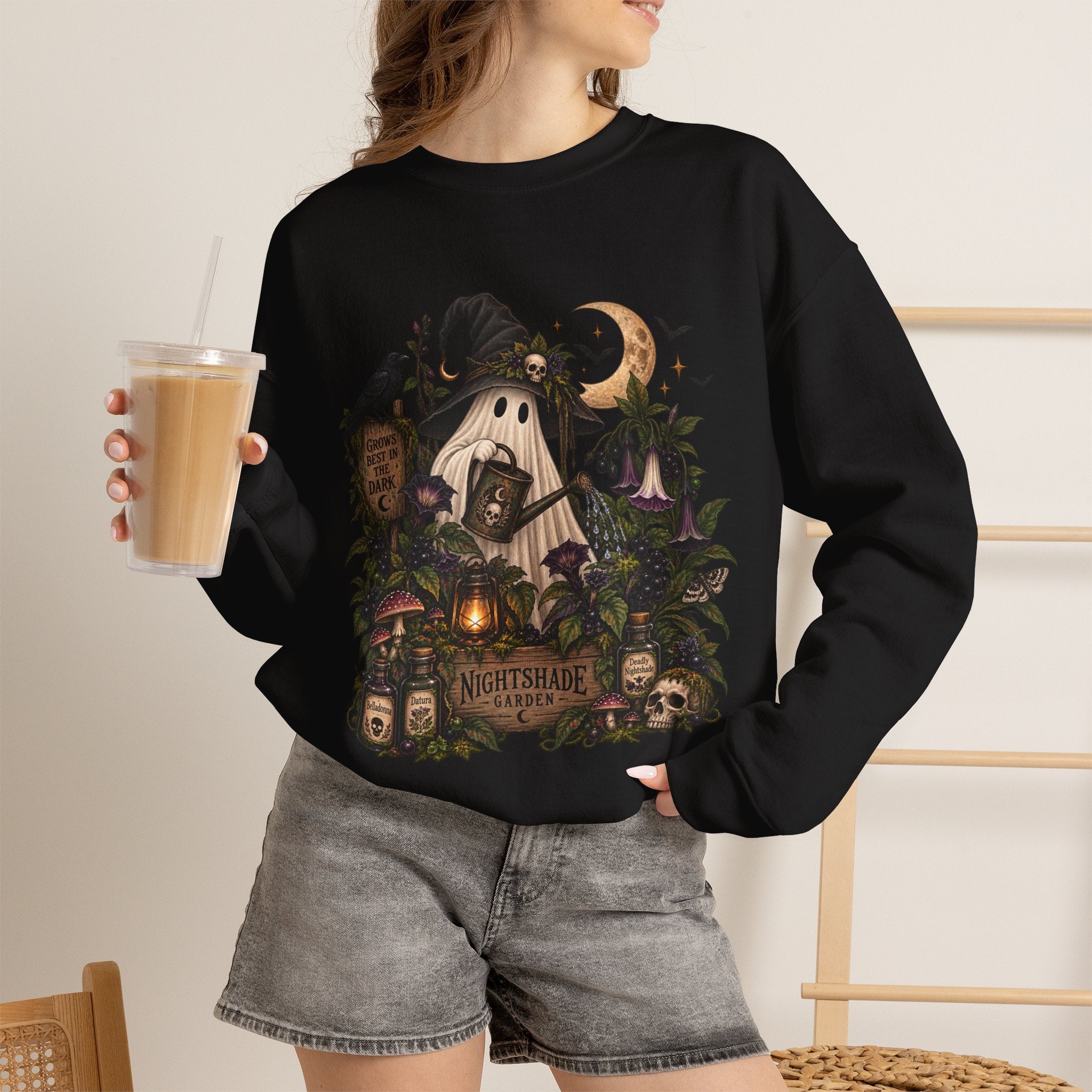 Halloween Haunted Cottage Sweatshirt – ‘Nightmare Hollow’ Spooky Fall Crewneck
