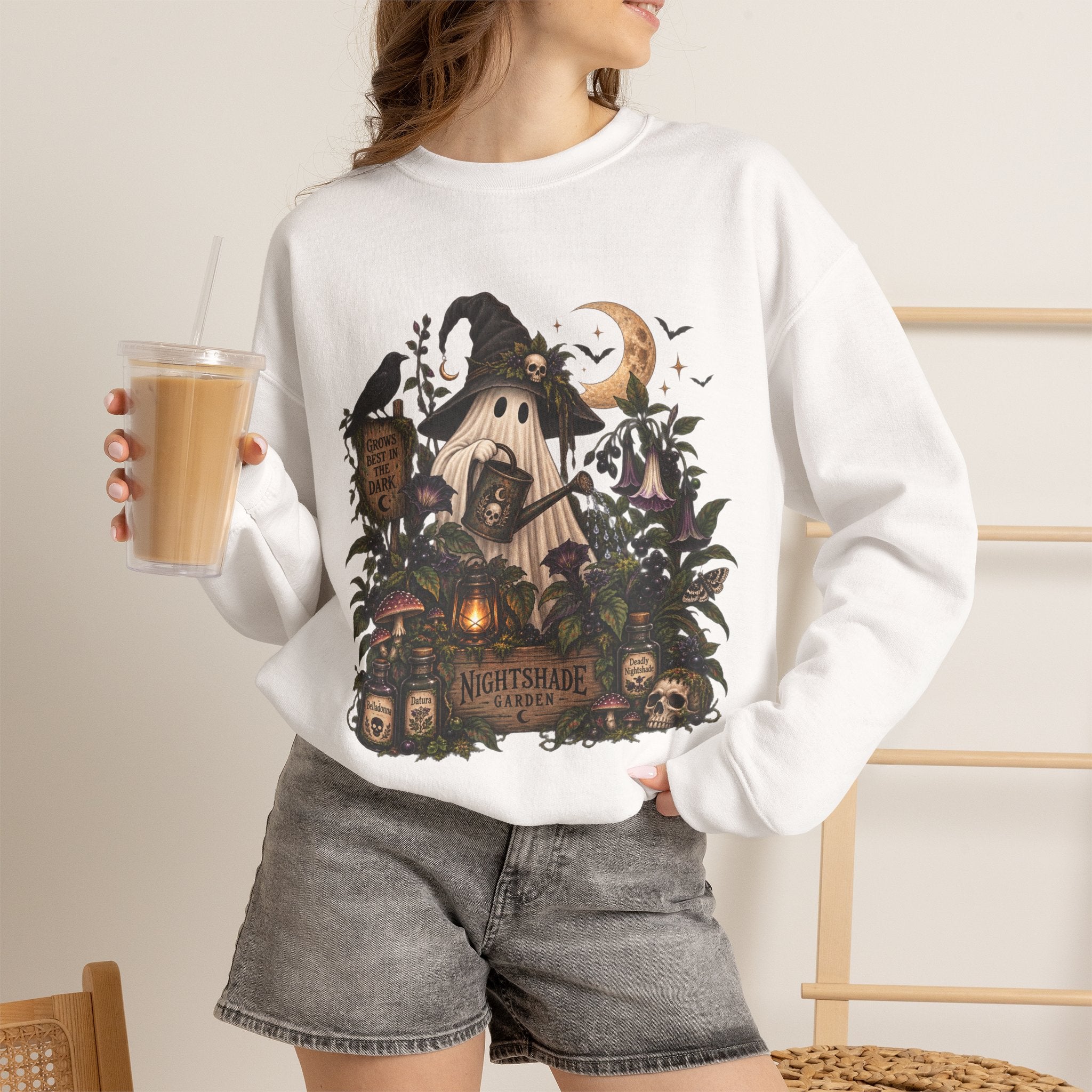 Halloween Haunted Cottage Sweatshirt – ‘Nightmare Hollow’ Spooky Fall Crewneck