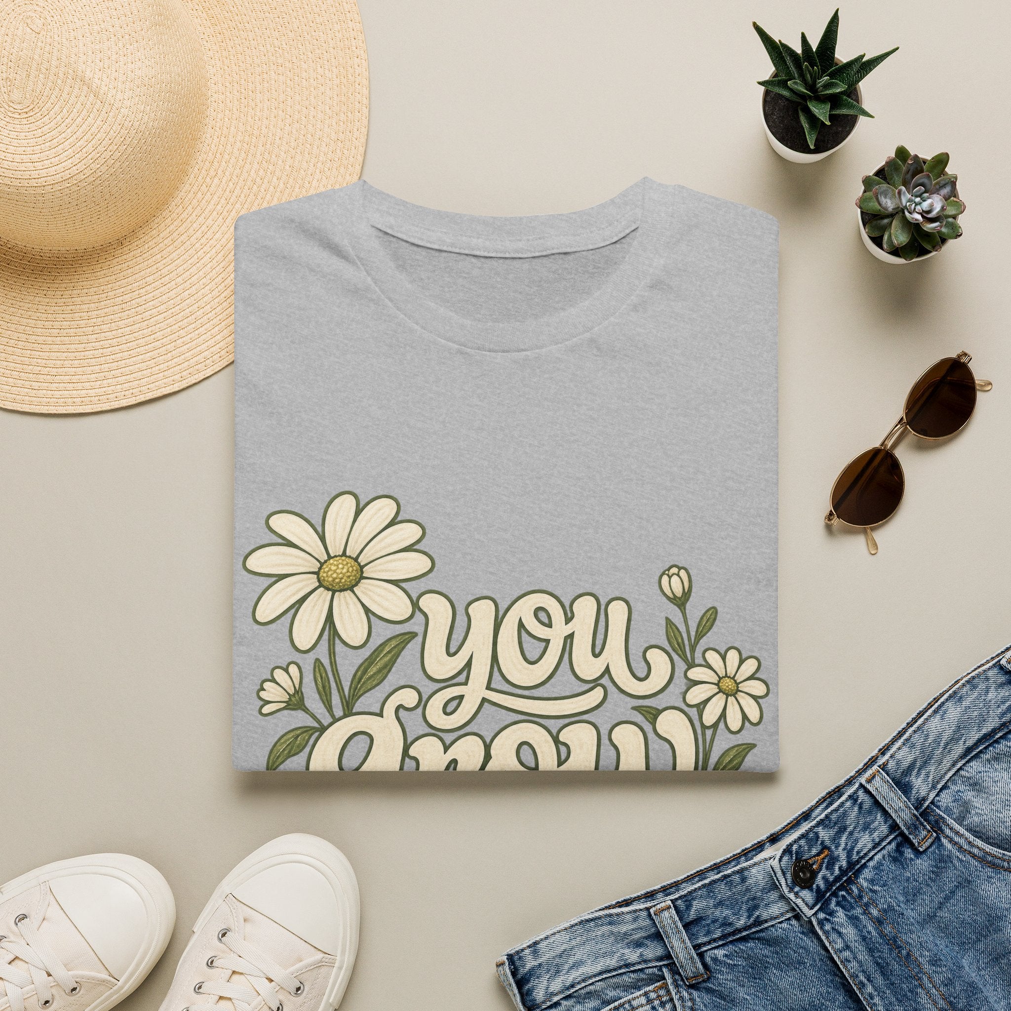 You Grow Girl Daisy T-Shirt — Retro Floral Positive Message Tee
