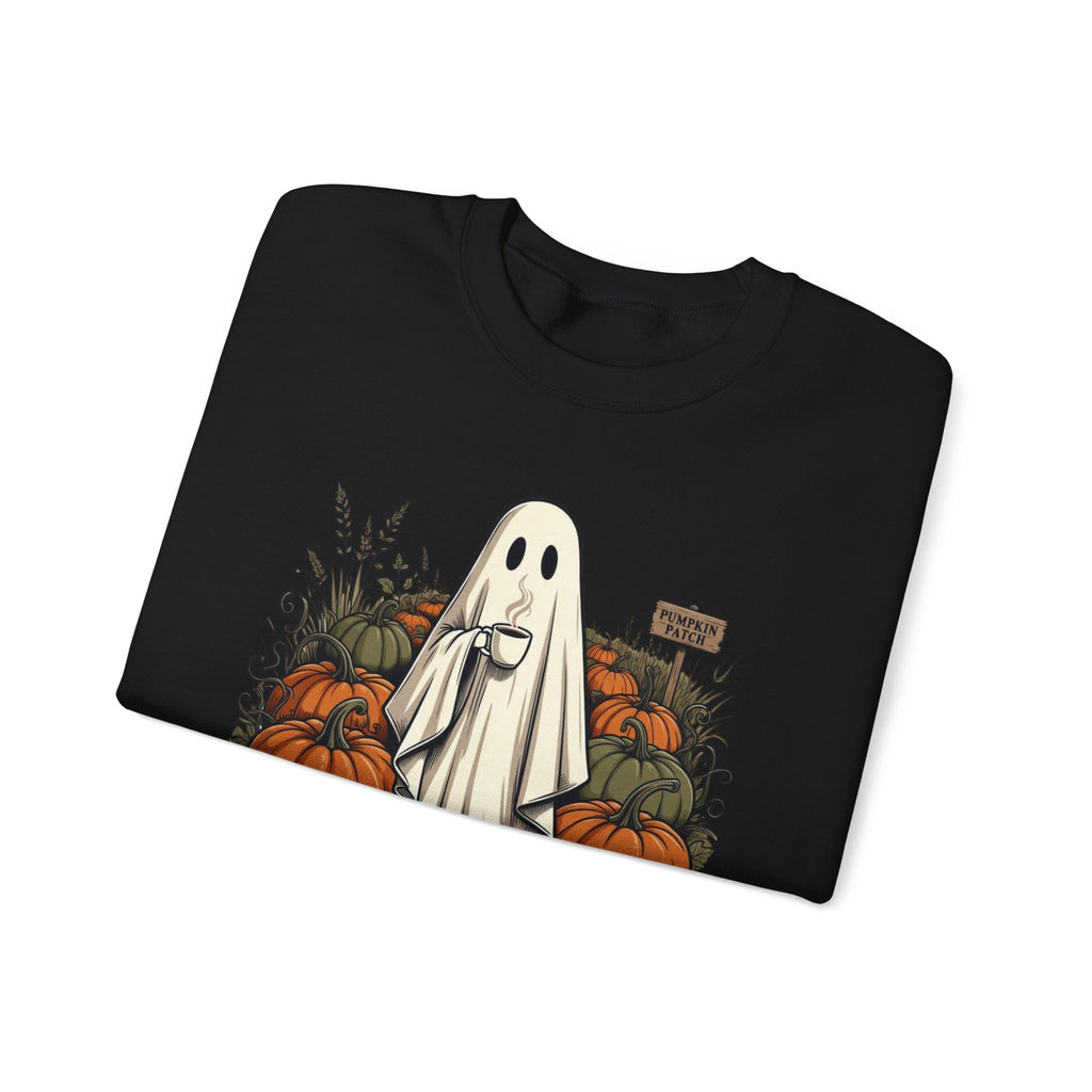 Halloween Ghost in Pumpkin Patch Crewneck Sweatshirt