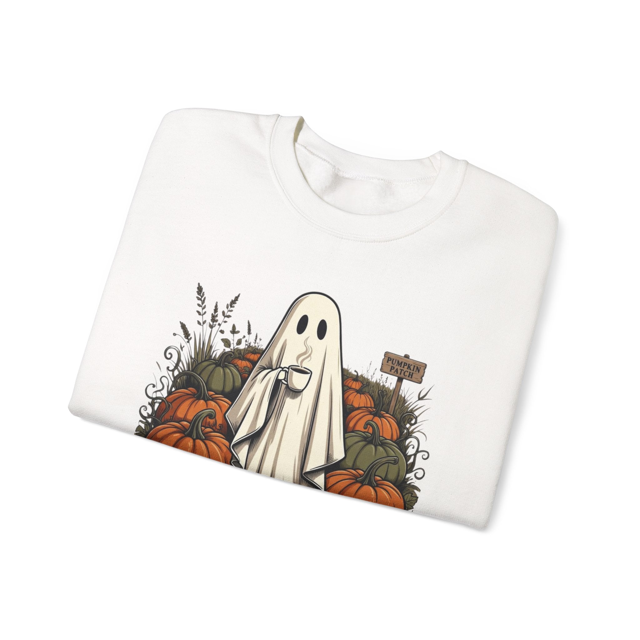 Halloween Ghost in Pumpkin Patch Crewneck Sweatshirt