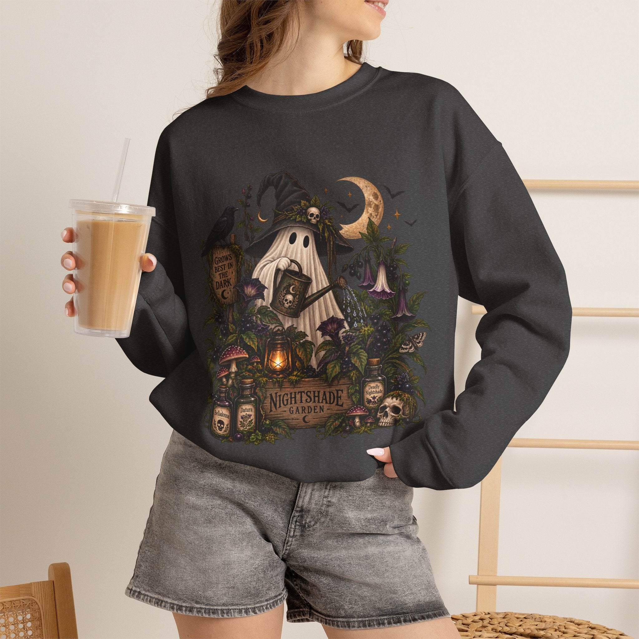 Halloween Haunted Cottage Sweatshirt – ‘Nightmare Hollow’ Spooky Fall Crewneck