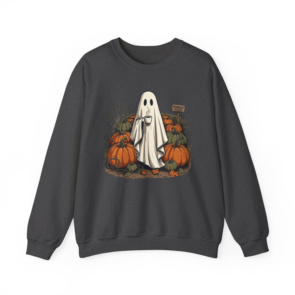 Halloween Ghost in Pumpkin Patch Crewneck Sweatshirt