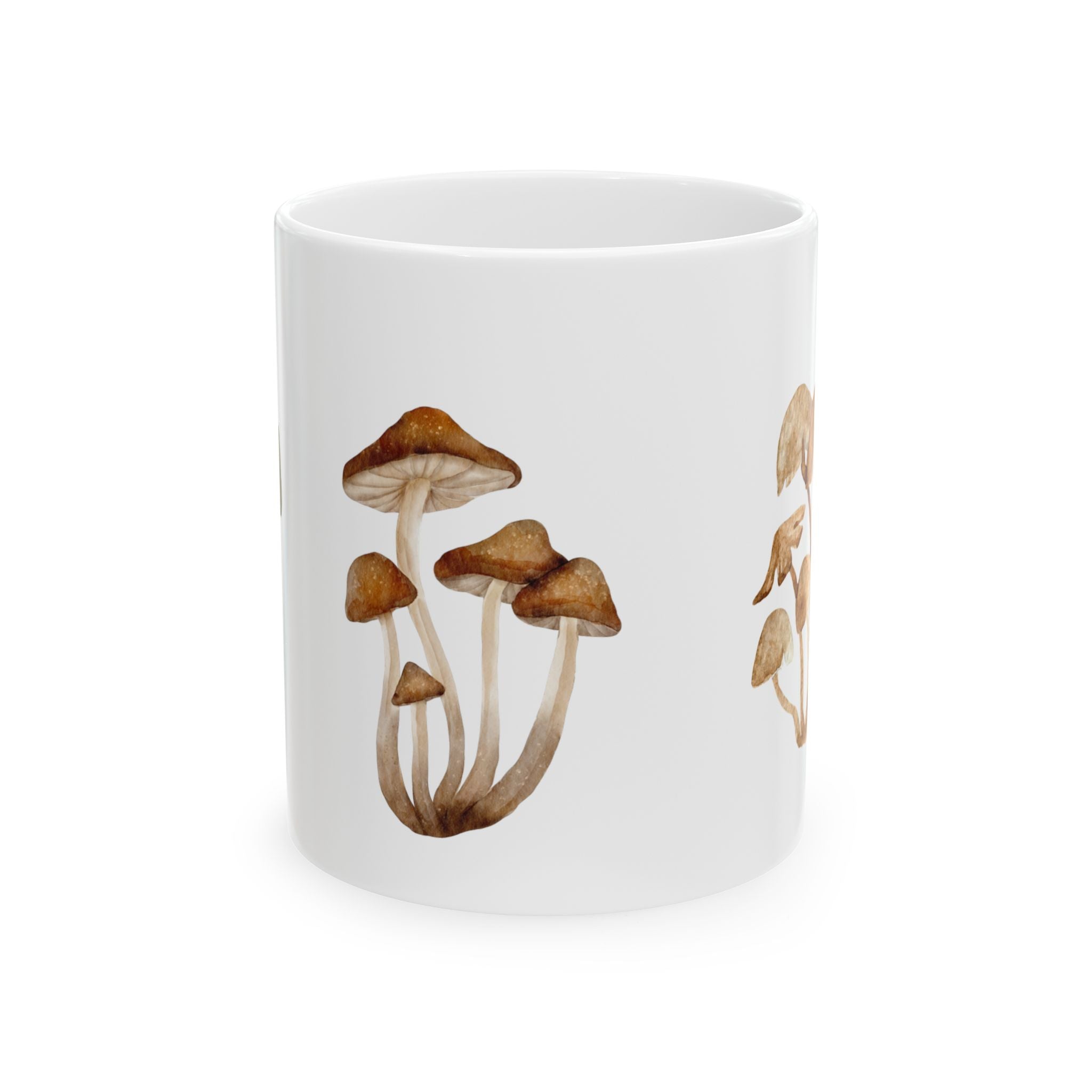 Mushroom Botanical Ceramic Mug — Hand-Painted Fungi Coffee Cup (11oz & 15oz)