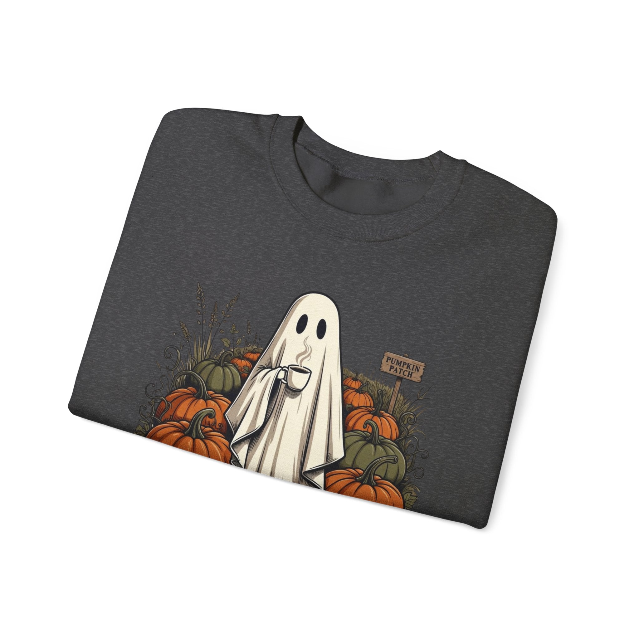 Halloween Ghost in Pumpkin Patch Crewneck Sweatshirt