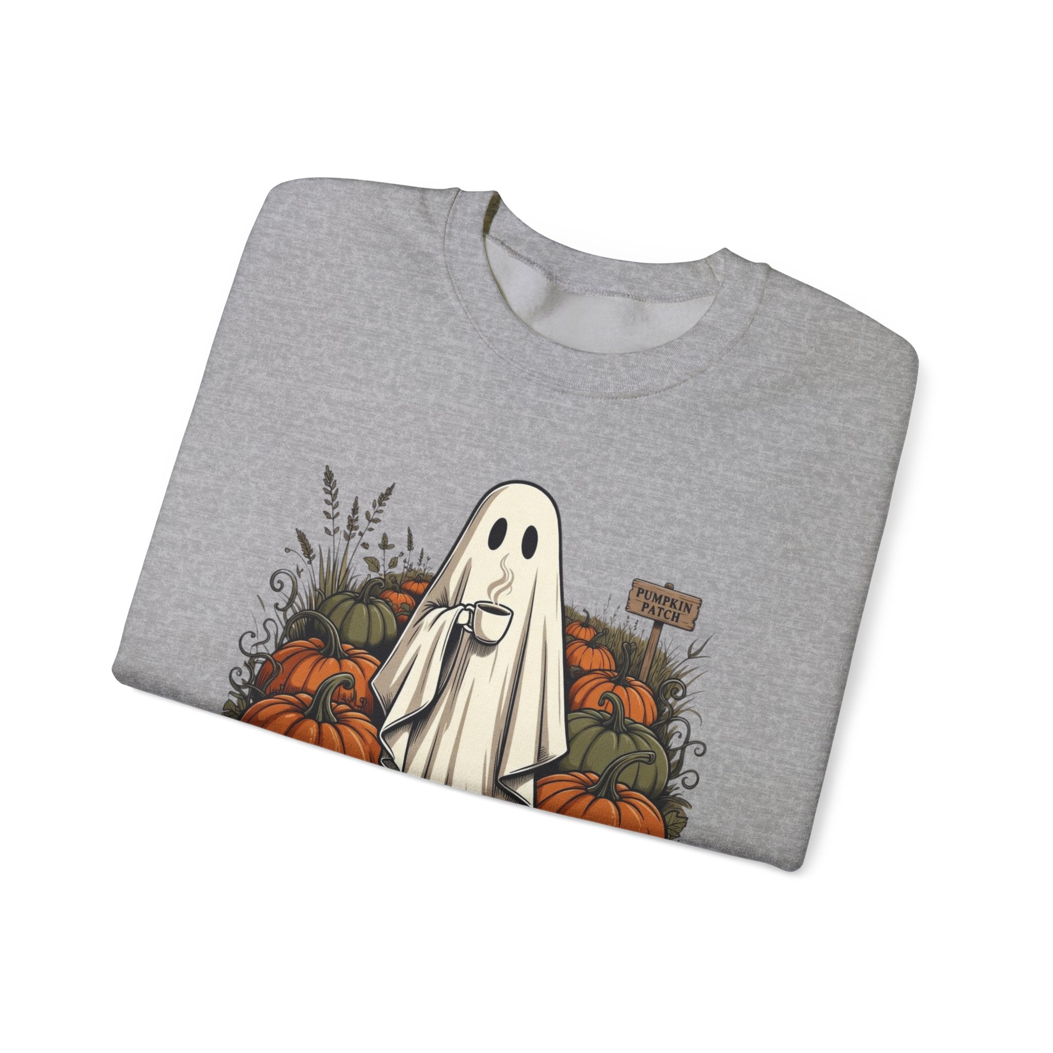 Halloween Ghost in Pumpkin Patch Crewneck Sweatshirt