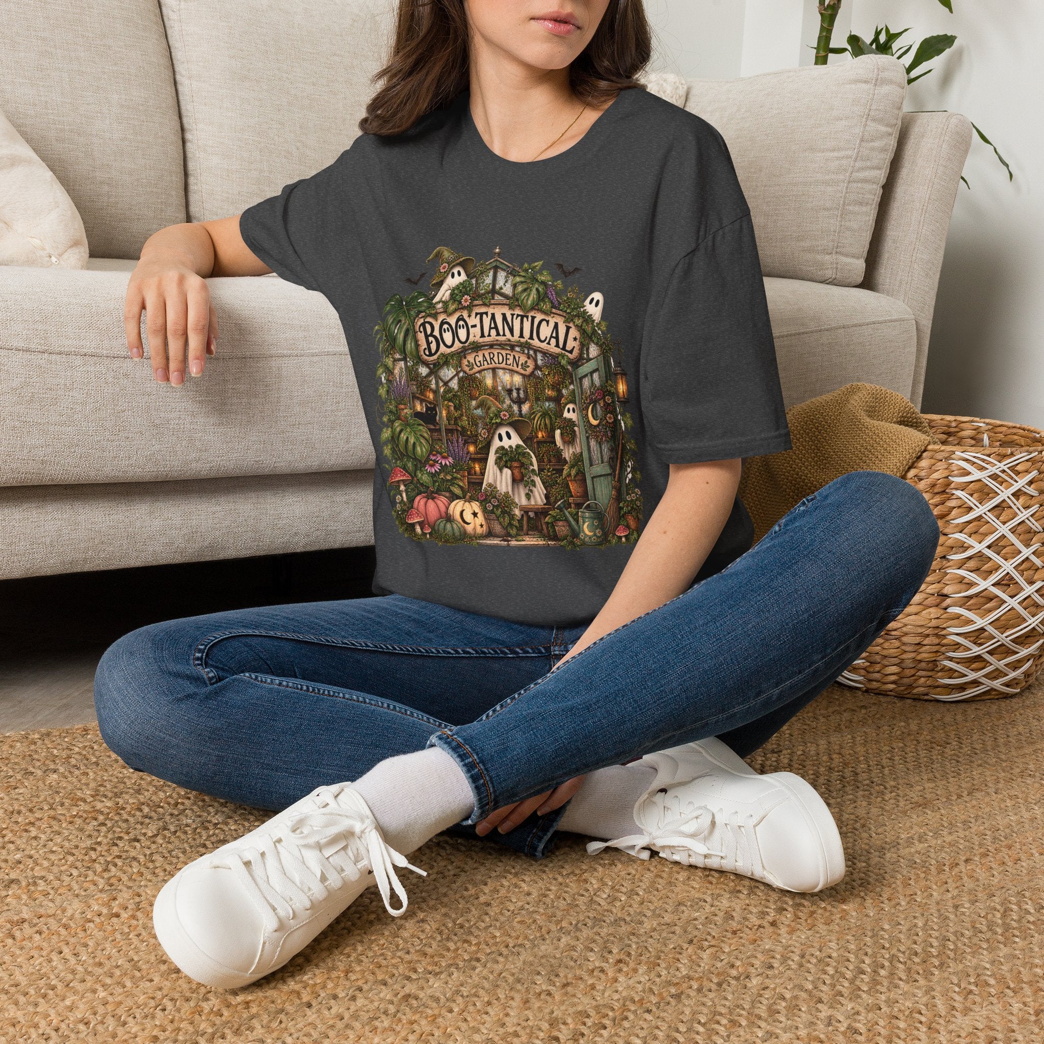 Boo-tanical Garden T-Shirt — Cute Halloween Ghosts & Haunted Greenhouse Tee