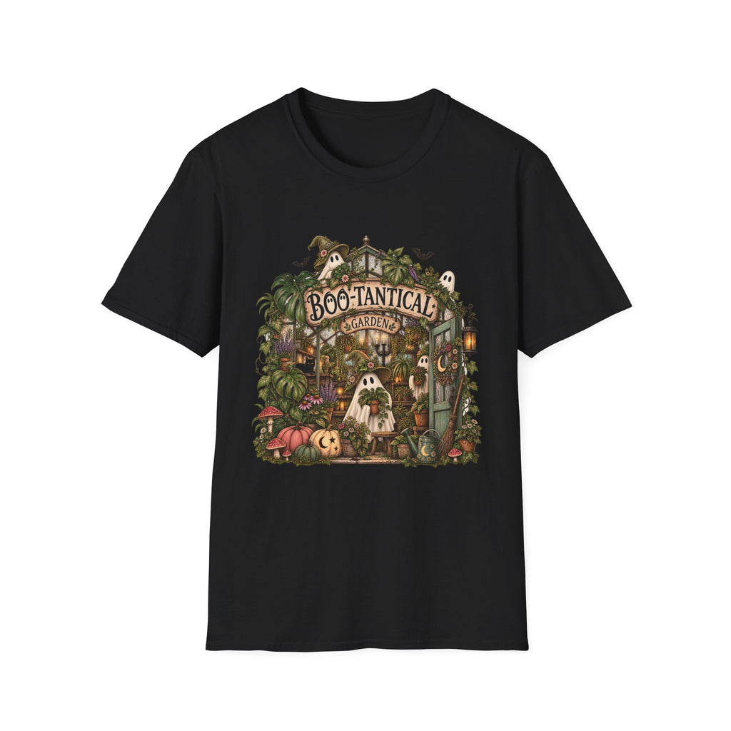 Boo-tanical Garden T-Shirt — Cute Halloween Ghosts & Haunted Greenhouse Tee