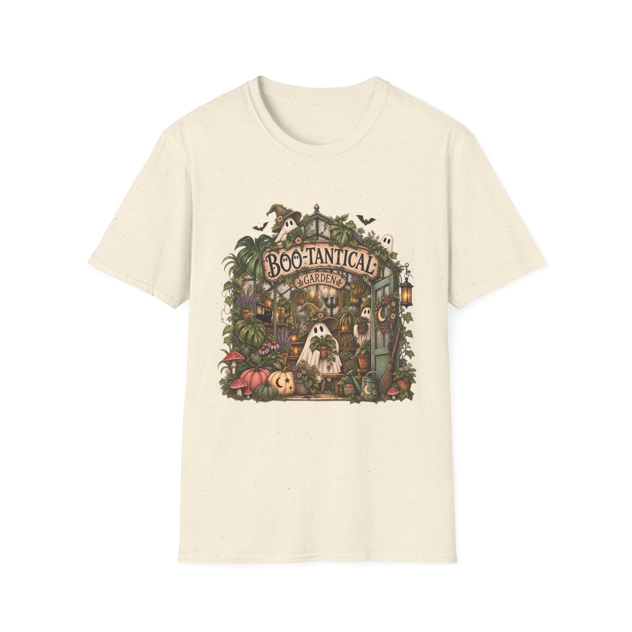 Boo-tanical Garden T-Shirt — Cute Halloween Ghosts & Haunted Greenhouse Tee