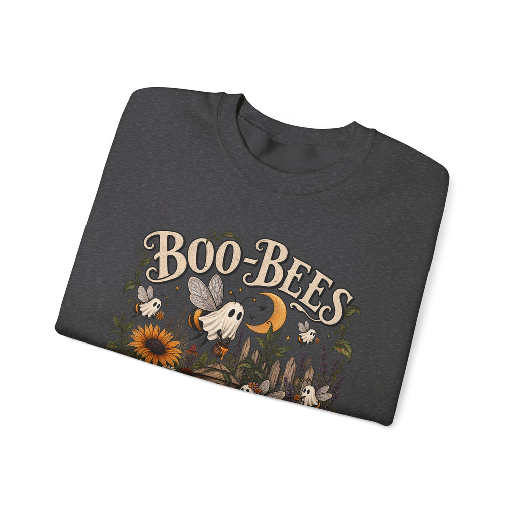 Boo-Bees Halloween Crewneck Sweatshirt — Cute Spooky Bees, Pumpkins & Sunflowers Fall Pullover