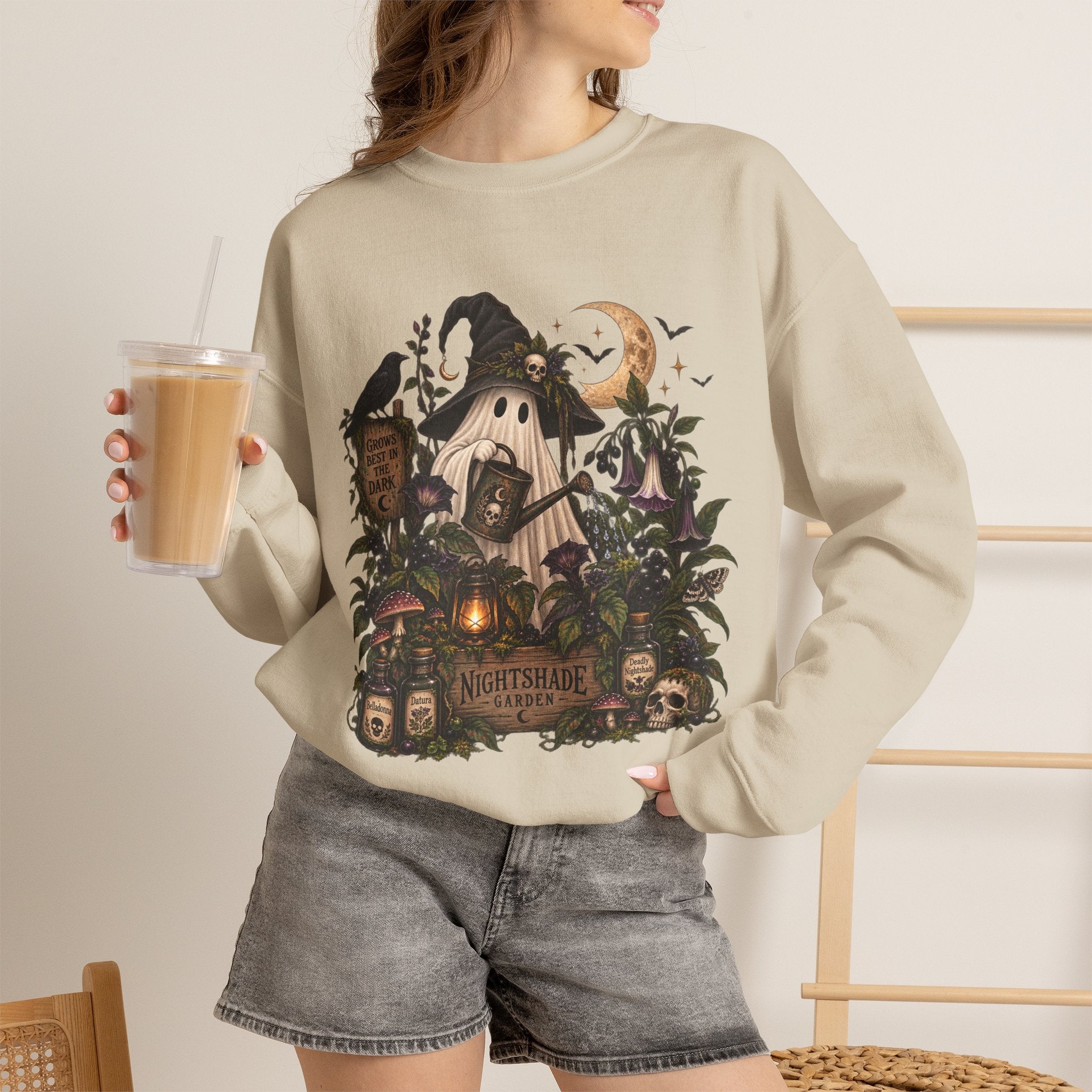 Halloween Haunted Cottage Sweatshirt – ‘Nightmare Hollow’ Spooky Fall Crewneck