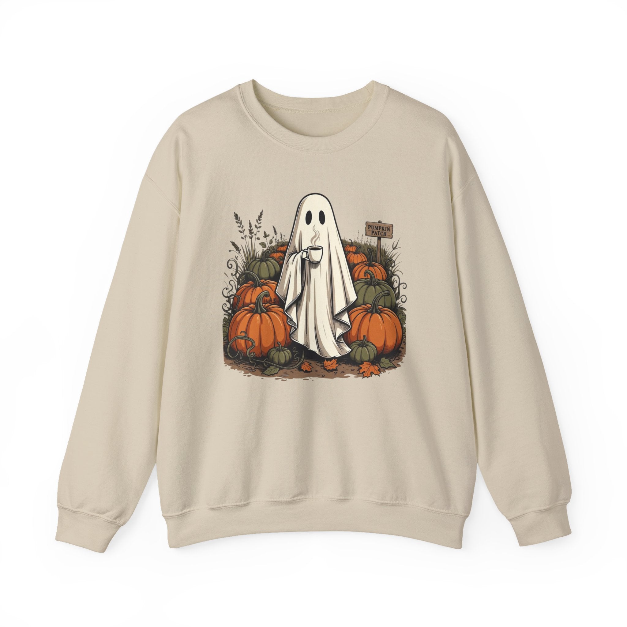 Halloween Ghost in Pumpkin Patch Crewneck Sweatshirt