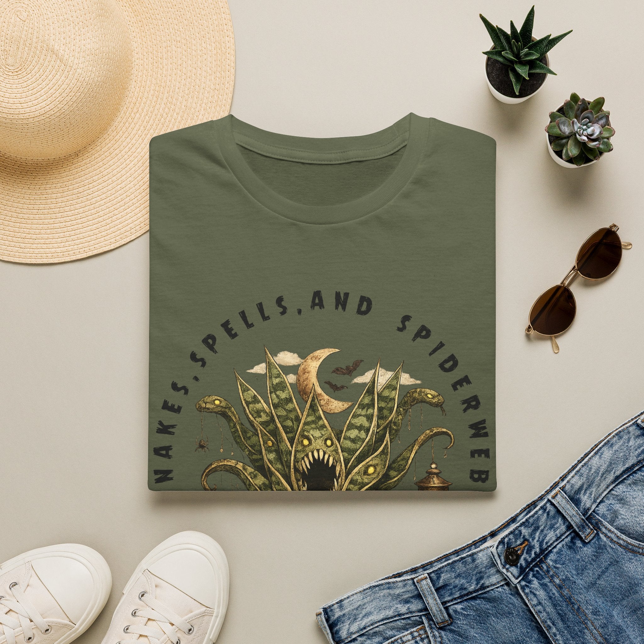 Witchy Houseplant Tee — "Snakes, Spells, and Spiderwebs" Graphic T-Shirt