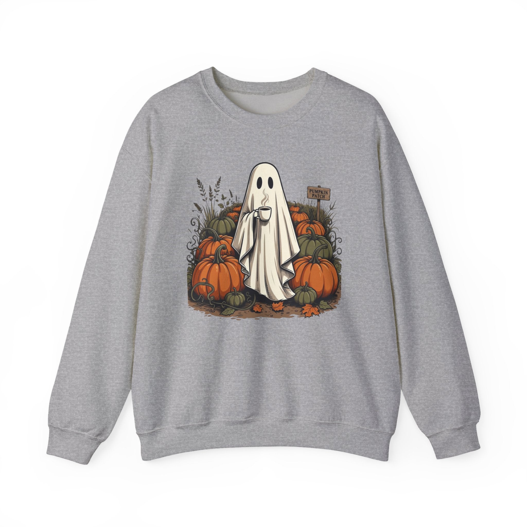 Halloween Ghost in Pumpkin Patch Crewneck Sweatshirt