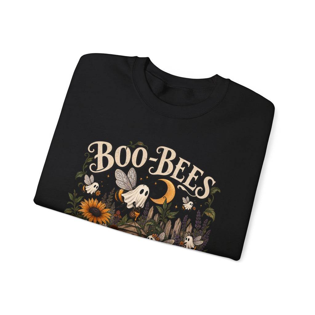 Boo-Bees Halloween Crewneck Sweatshirt — Cute Spooky Bees, Pumpkins & Sunflowers Fall Pullover