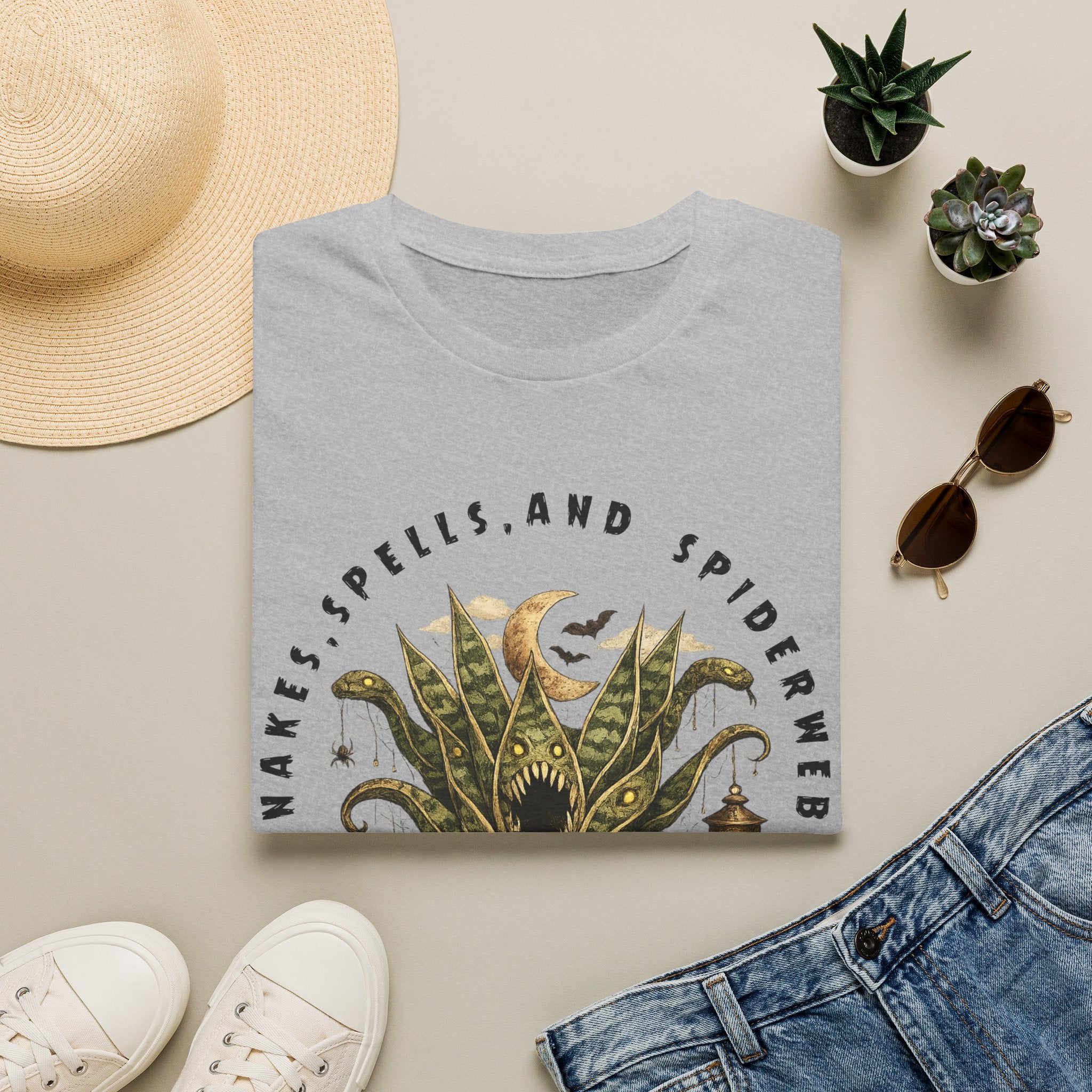 Witchy Houseplant Tee — "Snakes, Spells, and Spiderwebs" Graphic T-Shirt