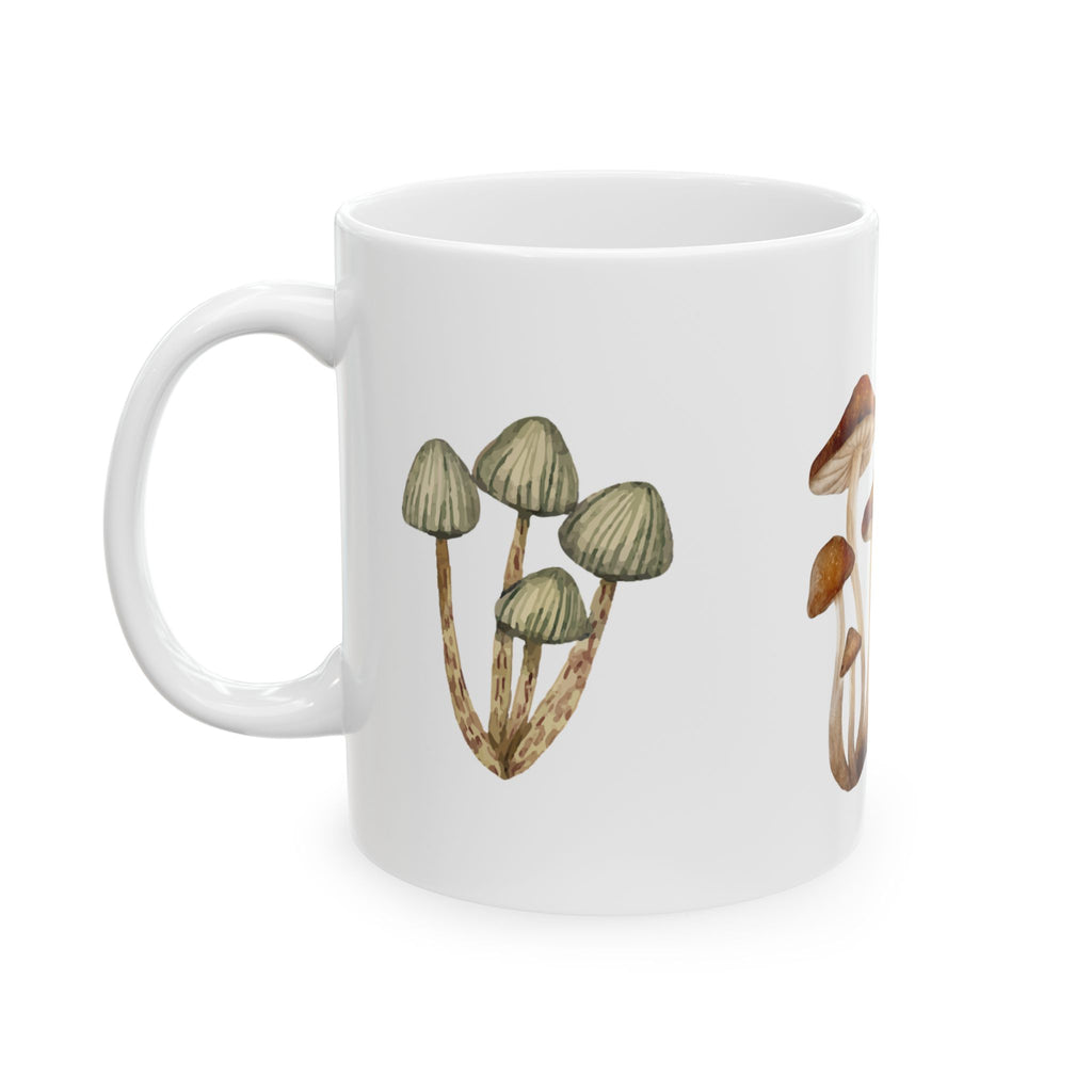 Mushroom Botanical Ceramic Mug — Hand-Painted Fungi Coffee Cup (11oz & 15oz)
