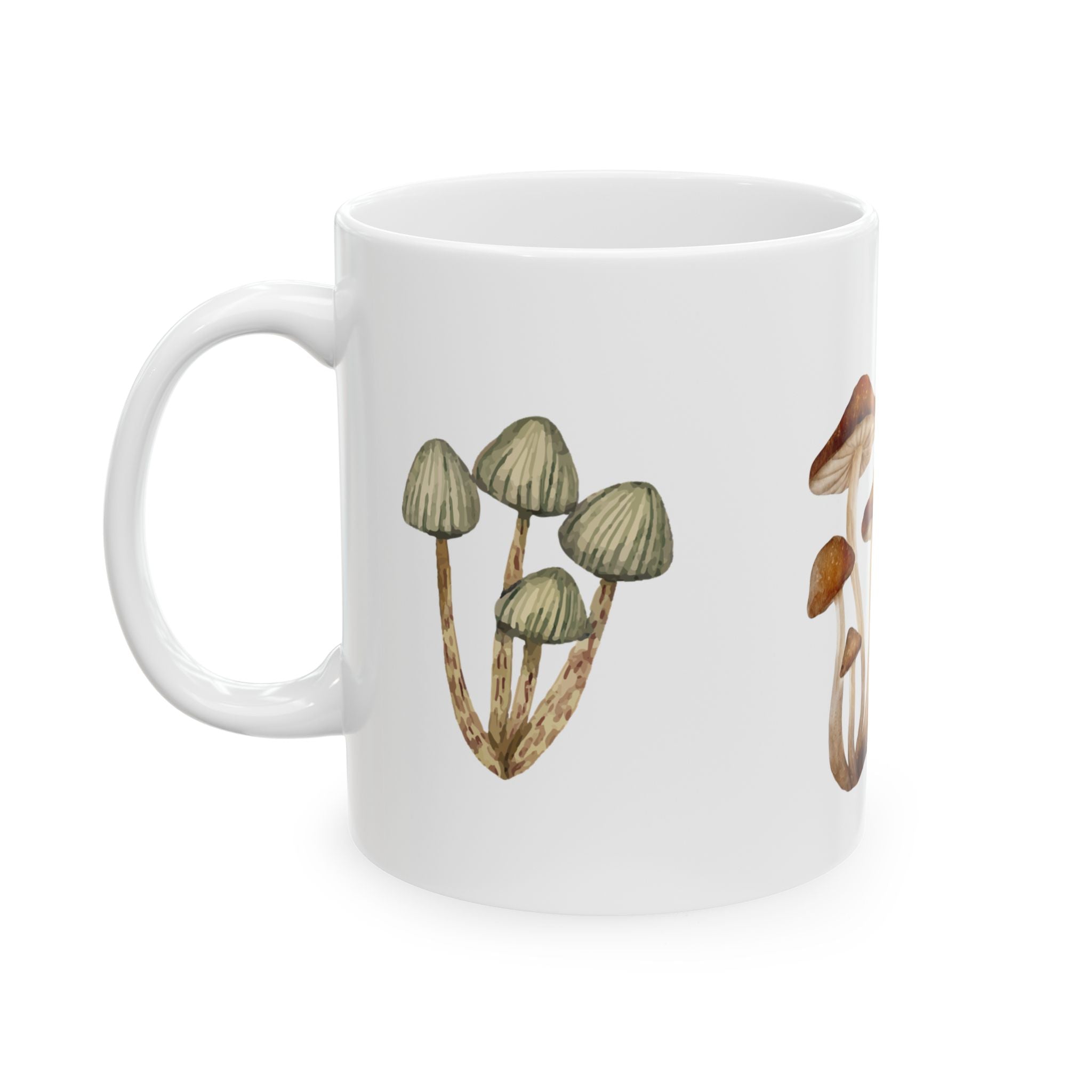 Mushroom Botanical Ceramic Mug — Hand-Painted Fungi Coffee Cup (11oz & 15oz)