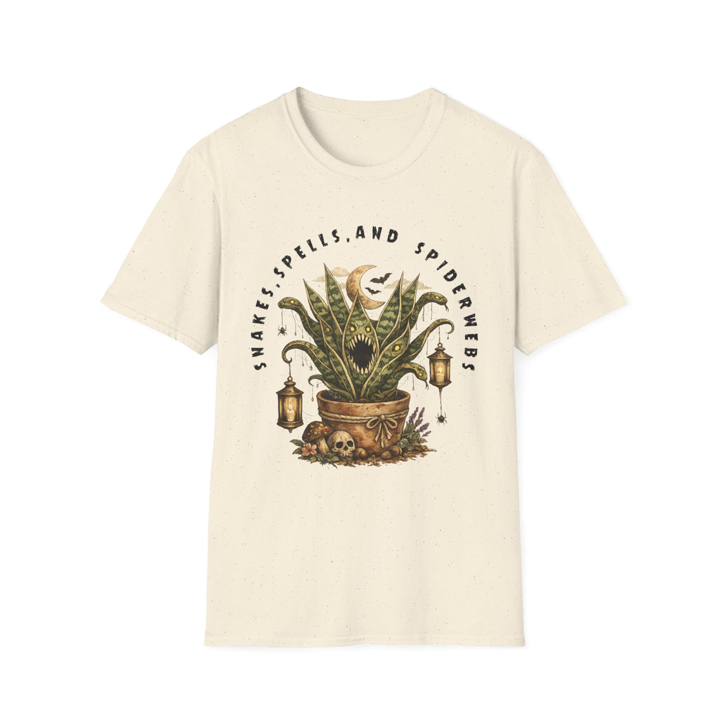 Witchy Houseplant Tee — "Snakes, Spells, and Spiderwebs" Graphic T-Shirt