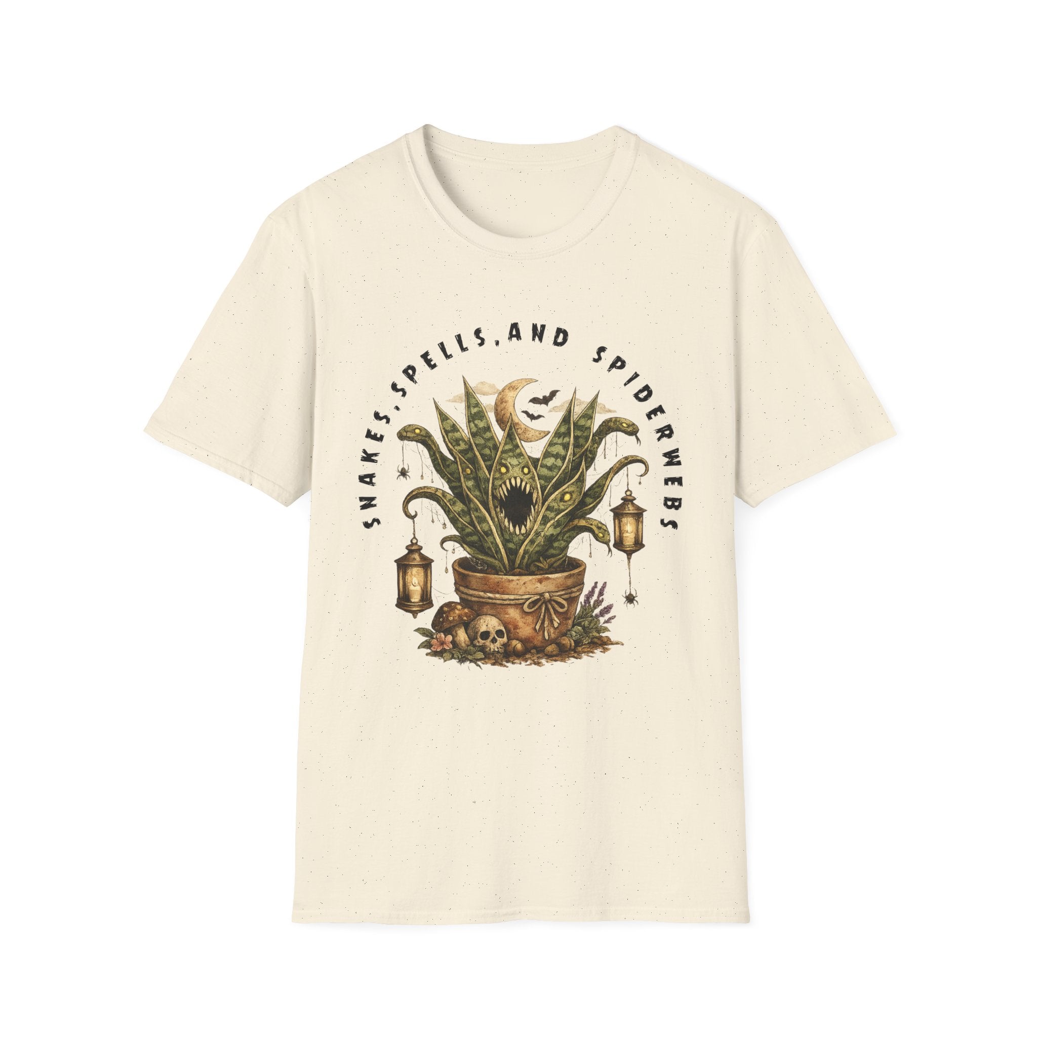 Witchy Houseplant Tee — "Snakes, Spells, and Spiderwebs" Graphic T-Shirt