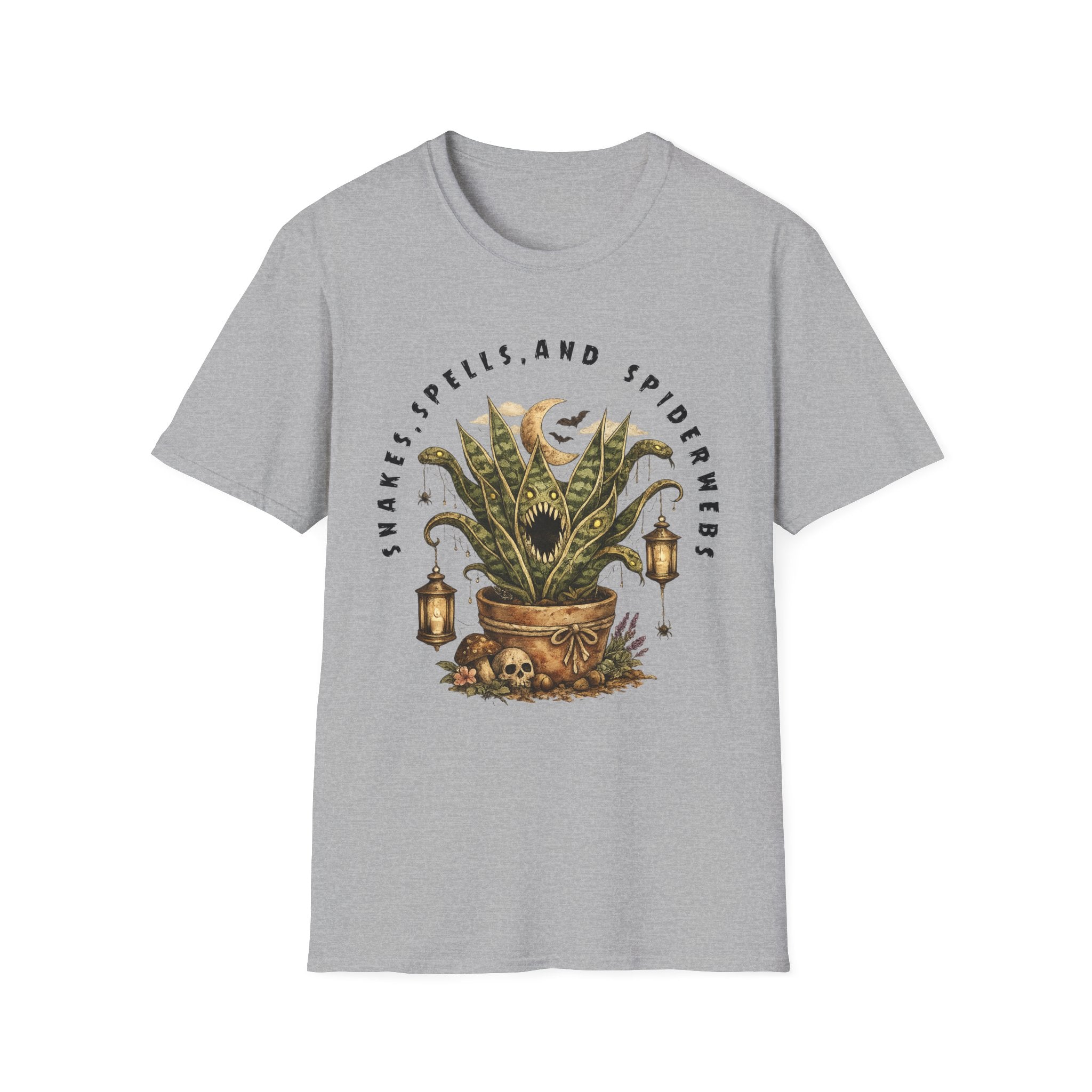 Witchy Houseplant Tee — "Snakes, Spells, and Spiderwebs" Graphic T-Shirt