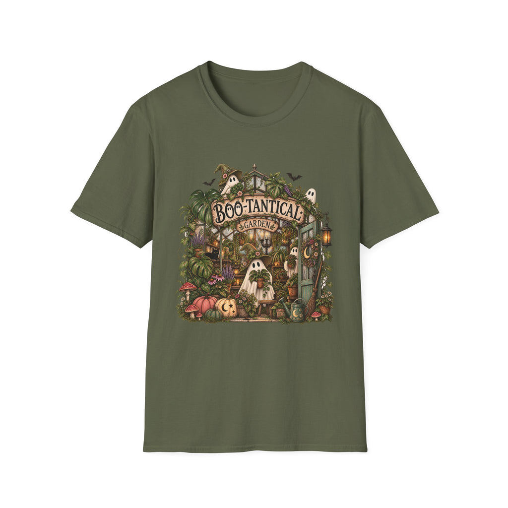 Boo-tanical Garden T-Shirt — Cute Halloween Ghosts & Haunted Greenhouse Tee