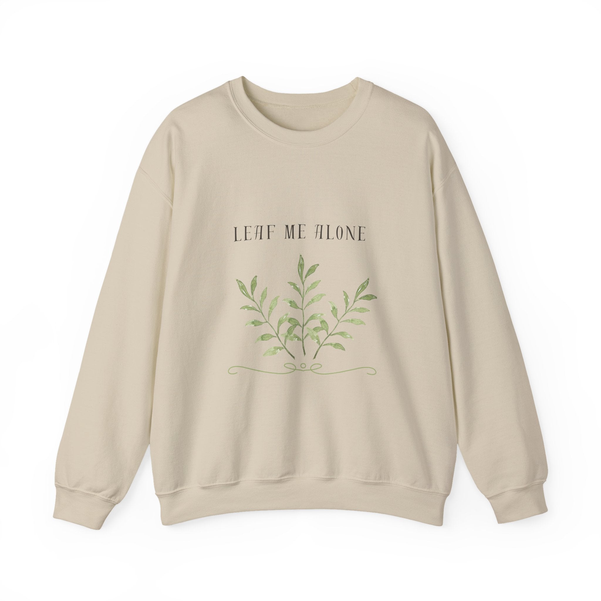 Crewneck Sweatshirt – 'Leaf Me Alone' Minimal Botanical Graphic