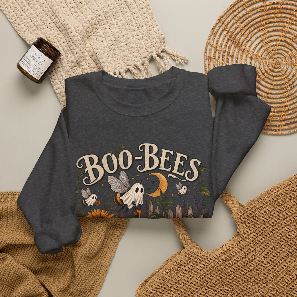 Boo-Bees Halloween Crewneck Sweatshirt — Cute Spooky Bees, Pumpkins & Sunflowers Fall Pullover